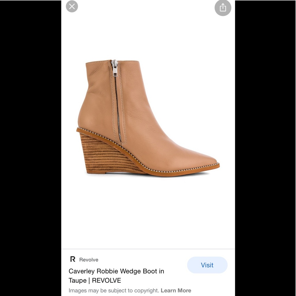 Caverly, Robbie Wedge Boot in Taupe. Size 6.5